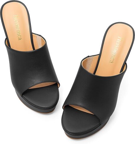 Women's Platform Stiletto Heels Sandals Round Open Toe High Heeled Sandals Slip On Slides Dress Party Wedding Shoes in Saudi Arabia