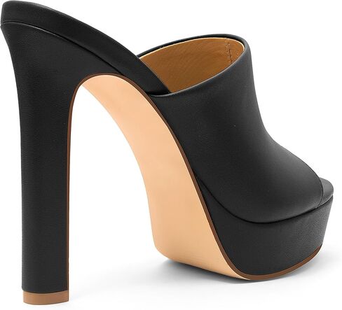 Women's Platform Stiletto Heels Sandals Round Open Toe High Heeled Sandals Slip On Slides Dress Party Wedding Shoes in Saudi Arabia