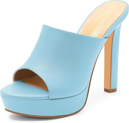 Women's Platform Stiletto Heels Sandals Round Open Toe High Heeled Sandals Slip On Slides Dress Party Wedding Shoes in Saudi Arabia