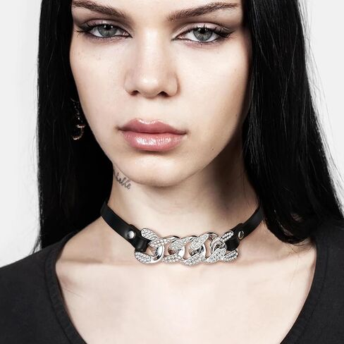 Cuban Chain PU Leather Collar For Women Street Style Fashion Decoration Accessories in Saudi Arabia