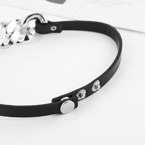 Cuban Chain PU Leather Collar For Women Street Style Fashion Decoration Accessories in Saudi Arabia