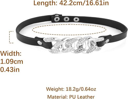 Cuban Chain PU Leather Collar For Women Street Style Fashion Decoration Accessories in Saudi Arabia