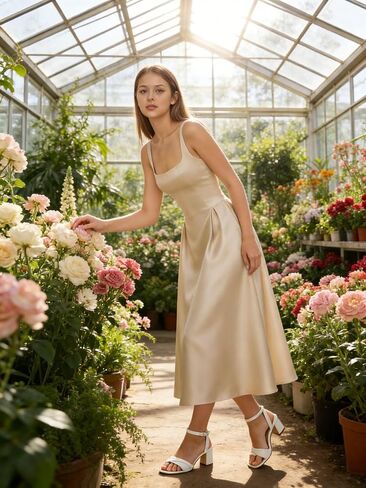 SanLIJIAN Satin Junior Bridesmaid Dresses Square Neck Girl Wedding Guest Dress Elegant Midi Formal Evening Gowns in Saudi Arabia