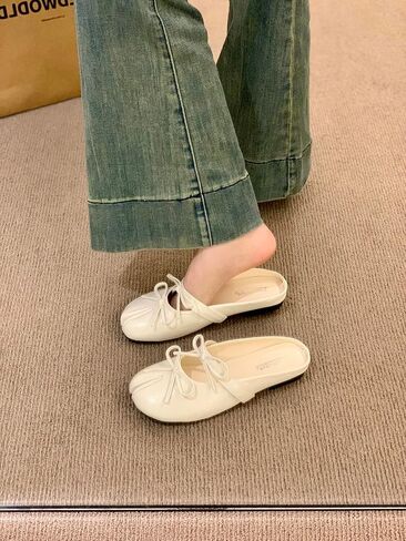 ZQW Ballet Flats for Women Tabi Shoes Bow Mary Jane Strap Mules Split Toe Fashion Slides for Everyday Wear Comfortable in Saudi Arabia
