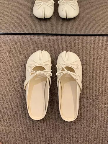 ZQW Ballet Flats for Women Tabi Shoes Bow Mary Jane Strap Mules Split Toe Fashion Slides for Everyday Wear Comfortable in Saudi Arabia