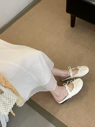 ZQW Ballet Flats for Women Tabi Shoes Bow Mary Jane Strap Mules Split Toe Fashion Slides for Everyday Wear Comfortable in Saudi Arabia