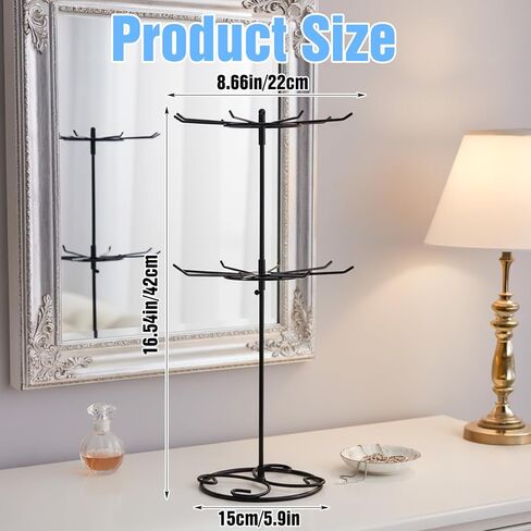 2 Pcs Jewelry Stand Organizer, 2 Tier Rotating Rack Metal Necklace Organizer Black Jewelrys Keychain Display for Vendors Jewelry Earring Bracelet Display Supplies in Saudi Arabia