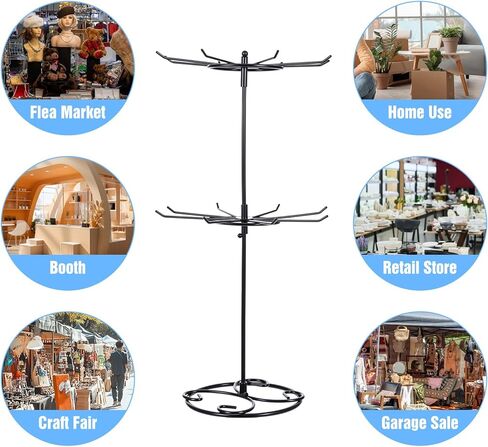2 Pcs Jewelry Stand Organizer, 2 Tier Rotating Rack Metal Necklace Organizer Black Jewelrys Keychain Display for Vendors Jewelry Earring Bracelet Display Supplies in Saudi Arabia