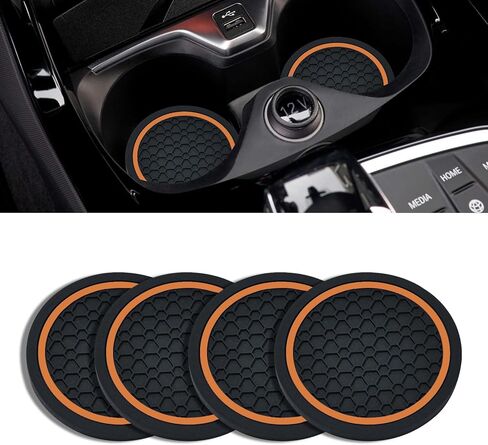 4PCS Car Cup Holder Coasters, 2.75 Inch Non-Slip Insert Cup Holder Pad, Dustproof Automotive Interior Accessories Mat, Universal for Trucks, Vehicles, RVs and More (Black/Red) in Saudi Arabia