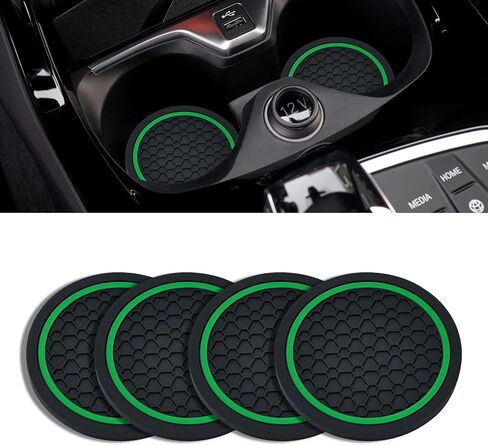 4PCS Car Cup Holder Coasters, 2.75 Inch Non-Slip Insert Cup Holder Pad, Dustproof Automotive Interior Accessories Mat, Universal for Trucks, Vehicles, RVs and More (Black/Red) in Saudi Arabia