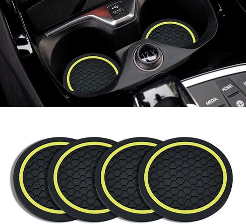4PCS Car Cup Holder Coasters, 2.75 Inch Non-Slip Insert Cup Holder Pad, Dustproof Automotive Interior Accessories Mat, Universal for Trucks, Vehicles, RVs and More (Black/Red) in Saudi Arabia