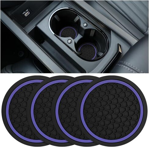 4PCS Car Cup Holder Coasters, Non-Slip Dustproof Automotive Water Bottle Holder Mats, Waterproof Vehicle Interior Embedded Coaster Accessories, Universal for SUV, Sedan, Truck (Black/Red) in Saudi Arabia