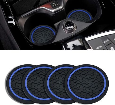 4PCS Car Cup Holder Coasters, 2.75 Inch Non-Slip Insert Cup Holder Pad, Dustproof Automotive Interior Accessories Mat, Universal for Trucks, Vehicles, RVs and More (Black/Red) in Saudi Arabia