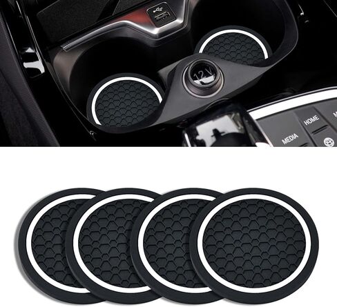 4PCS Car Cup Holder Coasters, 2.75 Inch Non-Slip Insert Cup Holder Pad, Dustproof Automotive Interior Accessories Mat, Universal for Trucks, Vehicles, RVs and More (Black/Red) in Saudi Arabia