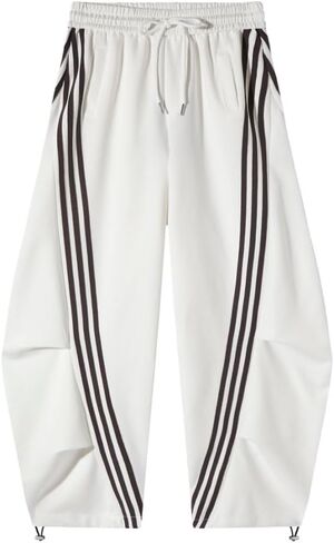Flooo Loose Wide Leg Striped Track Pants, Women's Casual Streetwear Joggers with Elastic Waistband and Side Pockets in Saudi Arabia