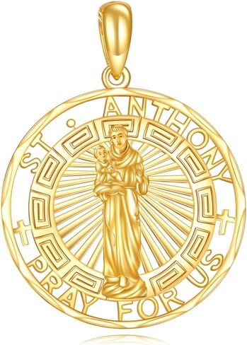 KECHO 14K Real Gold Patron Saint Necklace Religious Protection Pendant 14K Solid Gold Jewelry Gifts for Men Women in Saudi Arabia