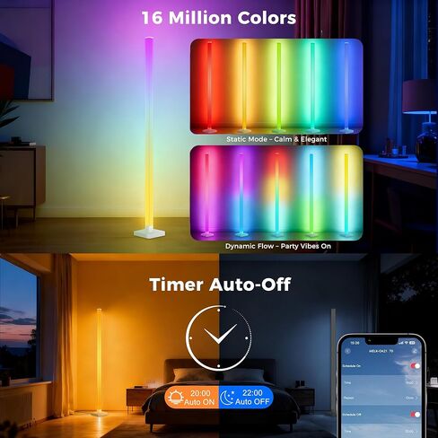 2 حزمة من مصابيح أرضية الزاوية DIY، مصباح أرضي ICRGB مع مزامنة الموسيقى و16 مليون لون، مصابيح LED أرضية متغيرة اللون لديكور غرفة النوم وغرفة المعيشة، ألعاب الإضاءة المزاجية المحيطة in Saudi Arabia