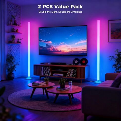 2 حزمة من مصابيح أرضية الزاوية DIY، مصباح أرضي ICRGB مع مزامنة الموسيقى و16 مليون لون، مصابيح LED أرضية متغيرة اللون لديكور غرفة النوم وغرفة المعيشة، ألعاب الإضاءة المزاجية المحيطة in Saudi Arabia