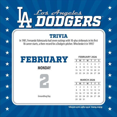 MLB Los Angeles Dodgers 2026 Desk Calendar, 5.38'' X 5.38'', 12-Month Calendar with Adhesive Binding in Saudi Arabia