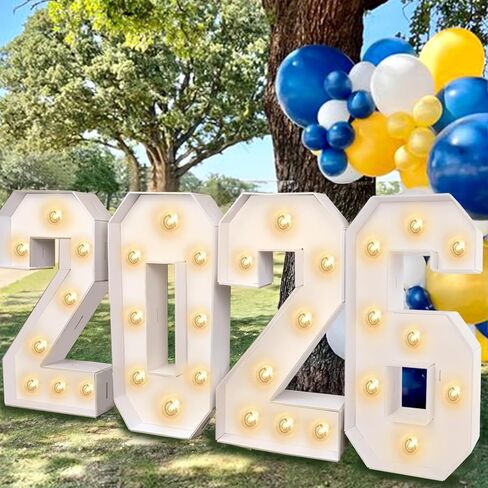 2026 Graduation Decorations - 2.3FT Large PRE-CUT 2026 Marquee Light Up Numbers Kit - Mosaic Foam Board Sign - Class of 2026 Party Supplies Decor for Kindergarten Preschool High School Christmas Wedding Prom in Saudi Arabia