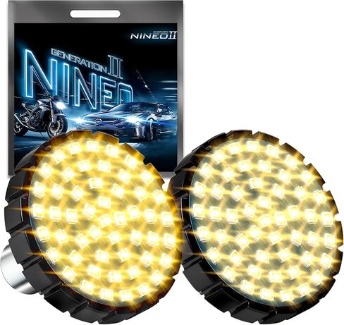 NINEO Motorcycle 1156 LED إشارات الانعطاف، وميض كهرماني ساطع، كنماذج أصلية بنمط رصاصة 2 بوصة، مصابيح LED خلفية، متوافقة مع معظم الدراجات النارية العائلية، حزمة من 2 in Kuwait