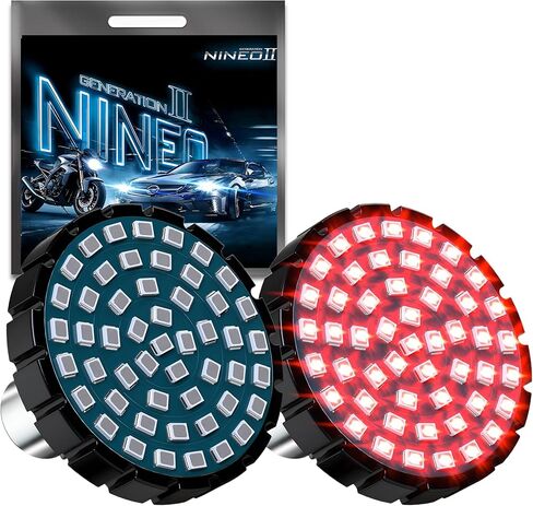 NINEO Motorcycle 1156 LED إشارات الانعطاف، وميض كهرماني ساطع، كنماذج أصلية بنمط رصاصة 2 بوصة، مصابيح LED خلفية، متوافقة مع معظم الدراجات النارية العائلية، حزمة من 2 in Kuwait