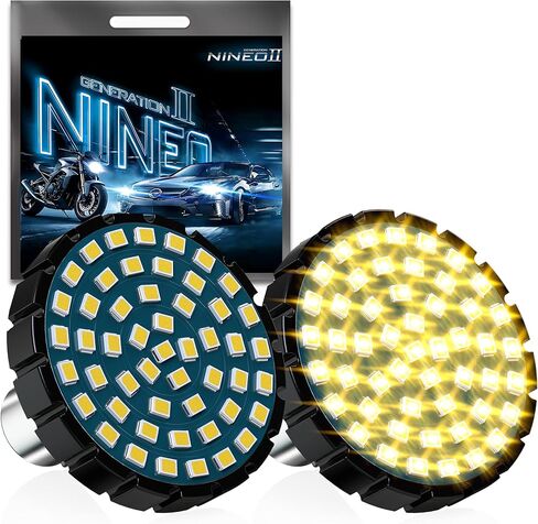 NINEO Motorcycle 1156 LED إشارات الانعطاف، وميض كهرماني ساطع، كنماذج أصلية بنمط رصاصة 2 بوصة، مصابيح LED خلفية، متوافقة مع معظم الدراجات النارية العائلية، حزمة من 2 in Kuwait