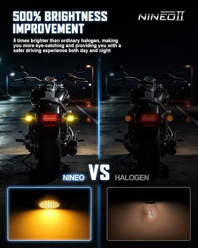 NINEO Motorcycle 1156 LED إشارات الانعطاف، وميض كهرماني ساطع، كنماذج أصلية بنمط رصاصة 2 بوصة، مصابيح LED خلفية، متوافقة مع معظم الدراجات النارية العائلية، حزمة من 2 in Kuwait