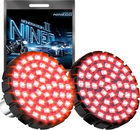 NINEO Motorcycle 1156 LED إشارات الانعطاف، وميض كهرماني ساطع، كنماذج أصلية بنمط رصاصة 2 بوصة، مصابيح LED خلفية، متوافقة مع معظم الدراجات النارية العائلية، حزمة من 2 in Kuwait
