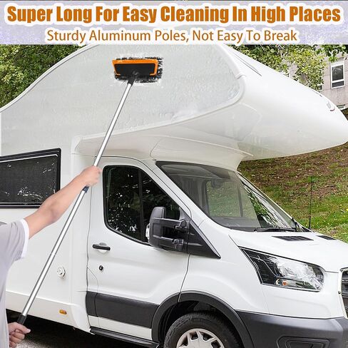 فرشاة غسيل السيارة مقاس 62 بوصة بمقبض طويل، مجموعة غسيل السيارة الكاملة، مجموعة ممسحة فرشاة تنظيف السيارة خالية من الخدوش مع قضيب طين، قفاز غسيل، ممسحة نافذة، فرشاة عجلة، حقيبة تخزين لشاحنة السيارة RV in Kuwait