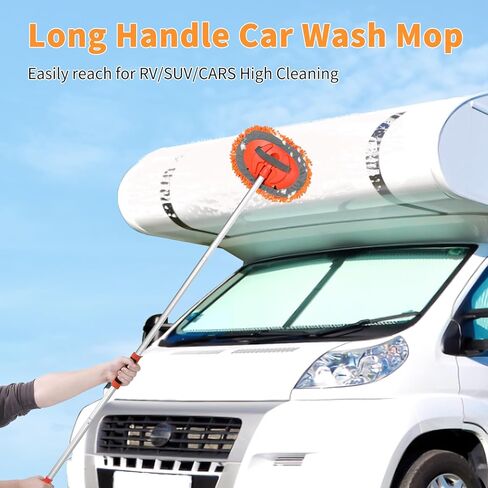 فرشاة غسيل السيارة مقاس 62 بوصة بمقبض طويل، مجموعة غسيل السيارة الكاملة، مجموعة ممسحة فرشاة تنظيف السيارة خالية من الخدوش مع قضيب طين، قفاز غسيل، ممسحة نافذة، فرشاة عجلة، حقيبة تخزين لشاحنة السيارة RV in Kuwait