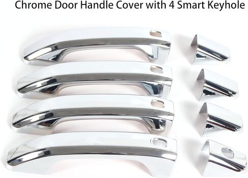 AUCERAMIC Chrome Door Handle Cover with 4 Smart Keyhole Fit 2019-2025 for Chevrolet Silverado Suburban Tahoe Fit 2019-2024 for GMC Sierra Yukon Fits Extended/Crew Cab Models in Saudi Arabia