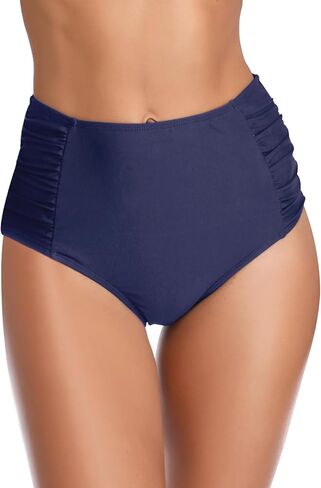 Women's Retro Bikini Bottom Ruched Swimsuit Bottoms High Waisted Bathing Suit Bottom in Saudi Arabia