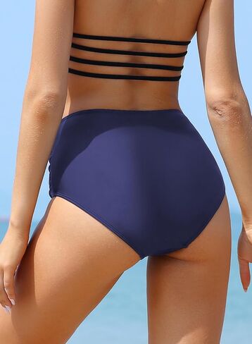 Women's Retro Bikini Bottom Ruched Swimsuit Bottoms High Waisted Bathing Suit Bottom in Saudi Arabia