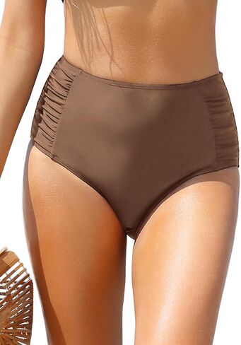 Women's Retro Bikini Bottom Ruched Swimsuit Bottoms High Waisted Bathing Suit Bottom in Saudi Arabia