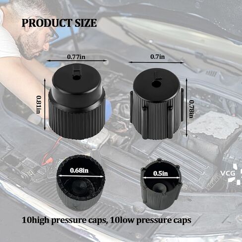 20PCS Car AC Service Valve Cap Kit, High 16mm Pressure & Low 13mm Pressure Vehicle Air Conditioning Sealing Caps, Leak-Proof AC Valve Core Covers, Universal Automotive Accessories in Saudi Arabia