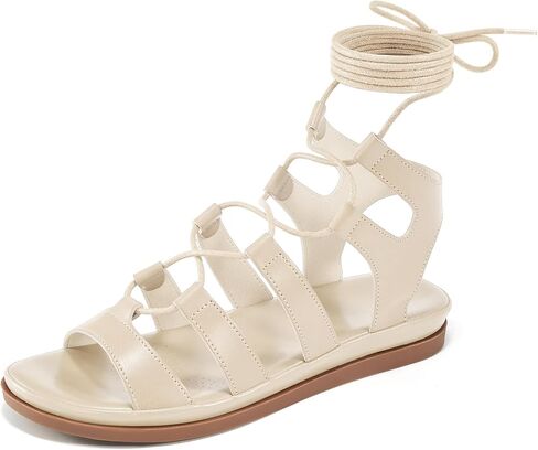 HARENCE Summer Flat Sandals for Women: Comfortable Strappy Cross Lace Up Gladiator Flats Shoes Dressy Casual Non Slip Walking Sandal in Saudi Arabia
