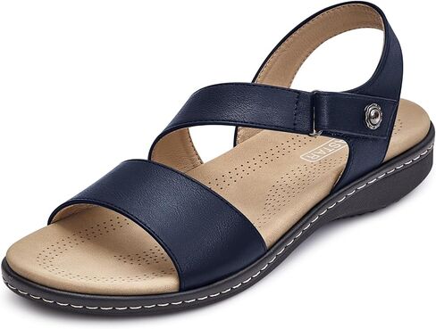 صنادل نسائية مسطحة مريحة - أحذية صندل نسائية صيفية كاجوال للمشي بأشرطة لدعم قوس القدم in Kuwait