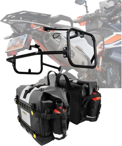 TUSK Pannier Racks with Nelson Rigg Hurricane Dry Saddlebags Black for KTM 890 Adventure R 2021-2026 in Saudi Arabia