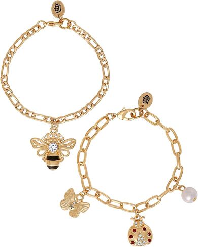 Juicy Couture Charm Bracelets for Women 2-Piece Set, 7.5" Gold-Tone Charms Bracelet Set, Juicy Gifts in Saudi Arabia