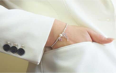 QueenBee 925 الفضة الاسترليني القلب الوردي القوس سحر سوار اللؤلؤ، أساور سحر أنيقة للنساء، هيبوالرجينيك 925 مجوهرات الفضة، العصرية 925 مجوهرات الفضة عيد ميلاد، عيد الحب، الزفاف، الزفاف، هدية عيد الأم لها in Kuwait