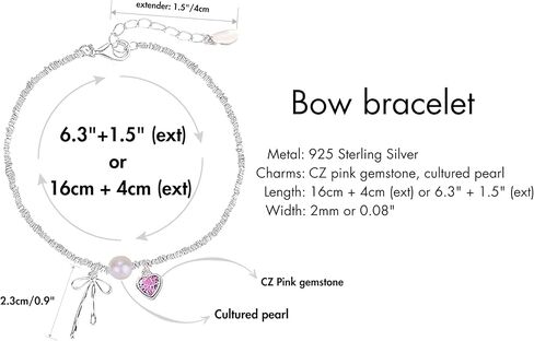 QueenBee 925 الفضة الاسترليني القلب الوردي القوس سحر سوار اللؤلؤ، أساور سحر أنيقة للنساء، هيبوالرجينيك 925 مجوهرات الفضة، العصرية 925 مجوهرات الفضة عيد ميلاد، عيد الحب، الزفاف، الزفاف، هدية عيد الأم لها in Kuwait