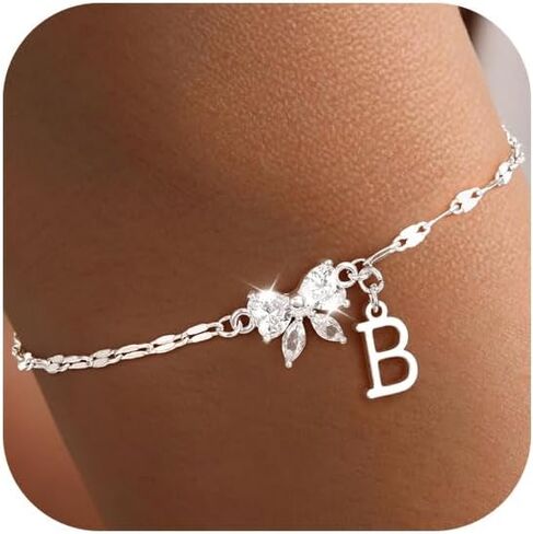 Ritach 925 Sterling Silver Initial Bracelet for Women Dainty Minimalist Bow Butterfly Bracelet Cute Adjustable Waterproof Jewelry for Women in Saudi Arabia