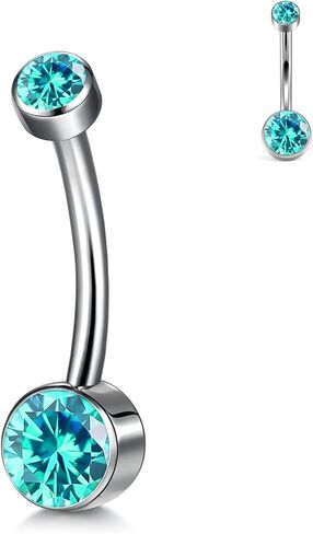 XUU G23 Titanium Belly Button Rings, Black & Silver – 14G Internally Threaded Navel Piercing Jewelry – 10mm & 12mm Barbells with 7 Colors CZ Crystal – Hypoallergenic Jewelry in Saudi Arabia
