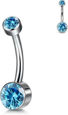 XUU G23 Titanium Belly Button Rings, Black & Silver – 14G Internally Threaded Navel Piercing Jewelry – 10mm & 12mm Barbells with 7 Colors CZ Crystal – Hypoallergenic Jewelry in Saudi Arabia