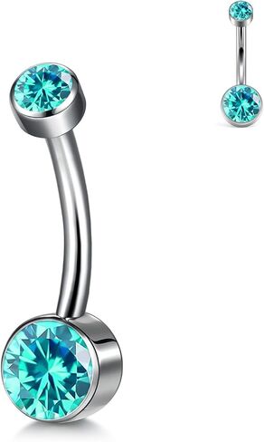 XUU G23 Titanium Belly Button Rings, Black & Silver – 14G Internally Threaded Navel Piercing Jewelry – 10mm & 12mm Barbells with 7 Colors CZ Crystal – Hypoallergenic Jewelry in Saudi Arabia