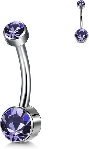 XUU G23 Titanium Belly Button Rings, Black & Silver – 14G Internally Threaded Navel Piercing Jewelry – 10mm & 12mm Barbells with 7 Colors CZ Crystal – Hypoallergenic Jewelry in Saudi Arabia