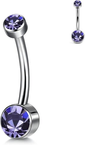 XUU G23 Titanium Belly Button Rings, Black & Silver – 14G Internally Threaded Navel Piercing Jewelry – 10mm & 12mm Barbells with 7 Colors CZ Crystal – Hypoallergenic Jewelry in Saudi Arabia