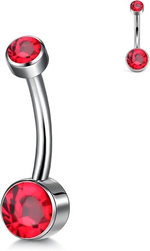 XUU G23 Titanium Belly Button Rings, Black & Silver – 14G Internally Threaded Navel Piercing Jewelry – 10mm & 12mm Barbells with 7 Colors CZ Crystal – Hypoallergenic Jewelry in Saudi Arabia