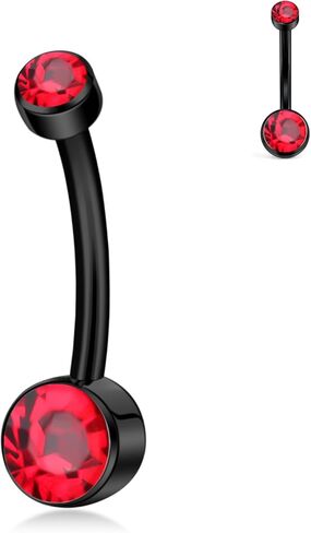 XUU G23 Titanium Belly Button Rings, Black & Silver – 14G Internally Threaded Navel Piercing Jewelry – 10mm & 12mm Barbells with 7 Colors CZ Crystal – Hypoallergenic Jewelry in Saudi Arabia